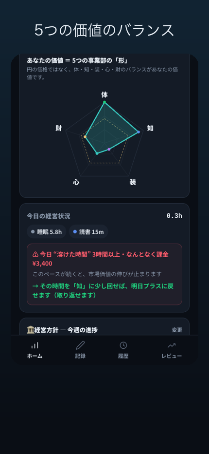 5つの価値のレーダー